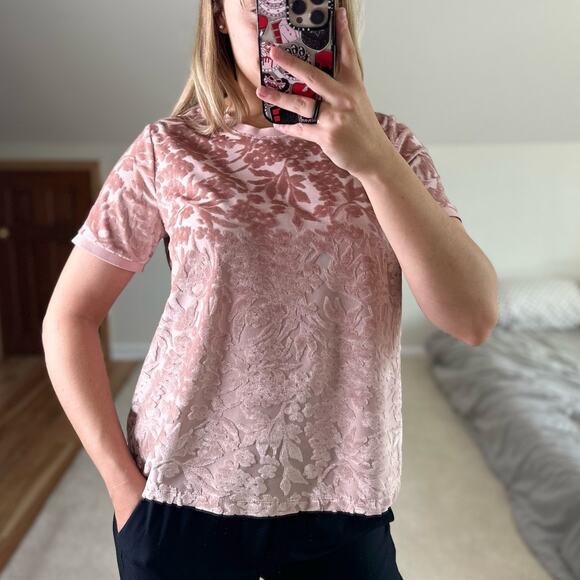 a new day: Peach Velvet Floral Tee - Picture 5 of 5